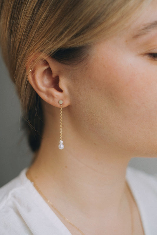 Lange Hängeohrringe mit Perlen Gold Brautschmuck