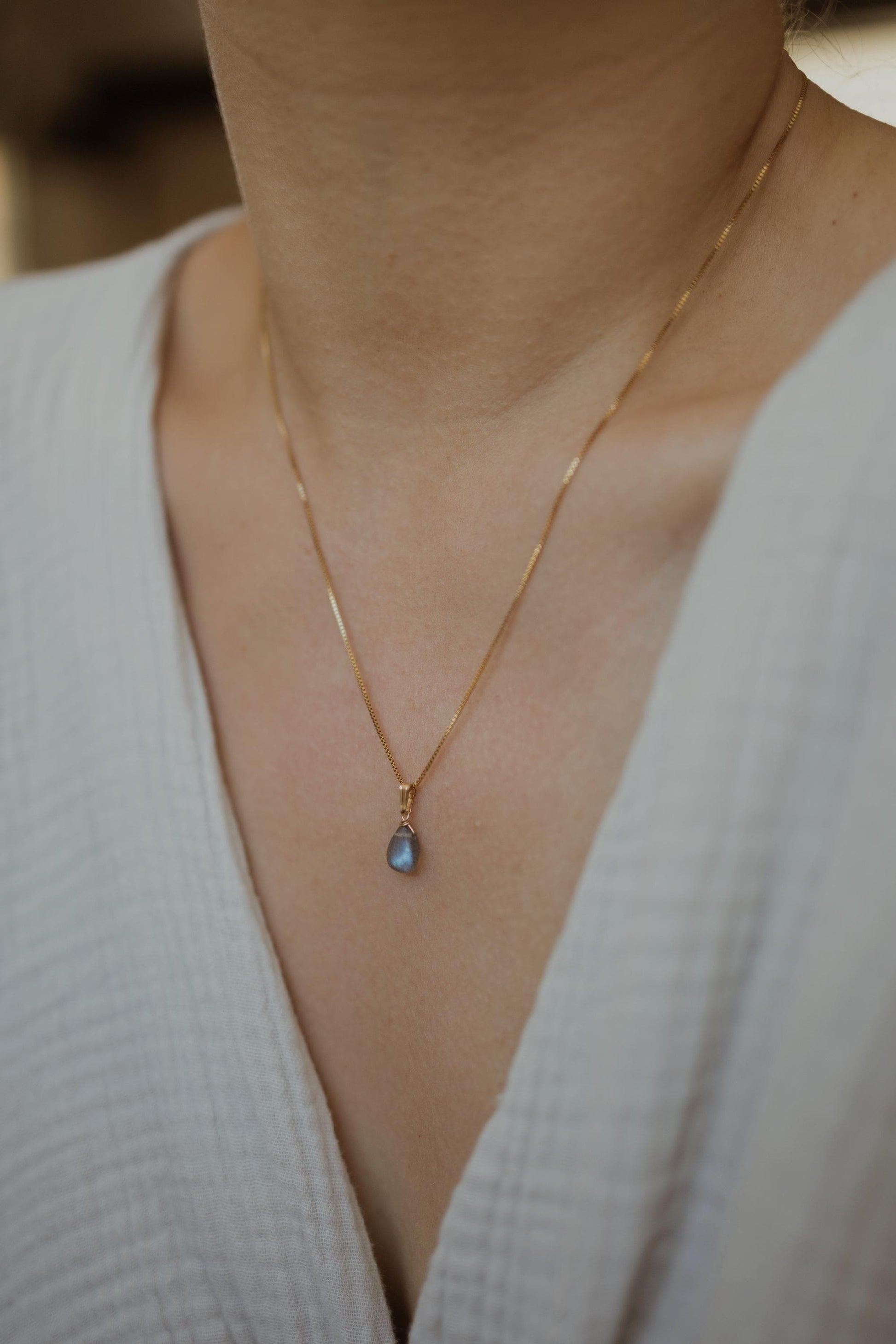 Natürliche Labradorit Kette Gold • Edelstein Halskette • 14k Gold Filled • LABRADORITE