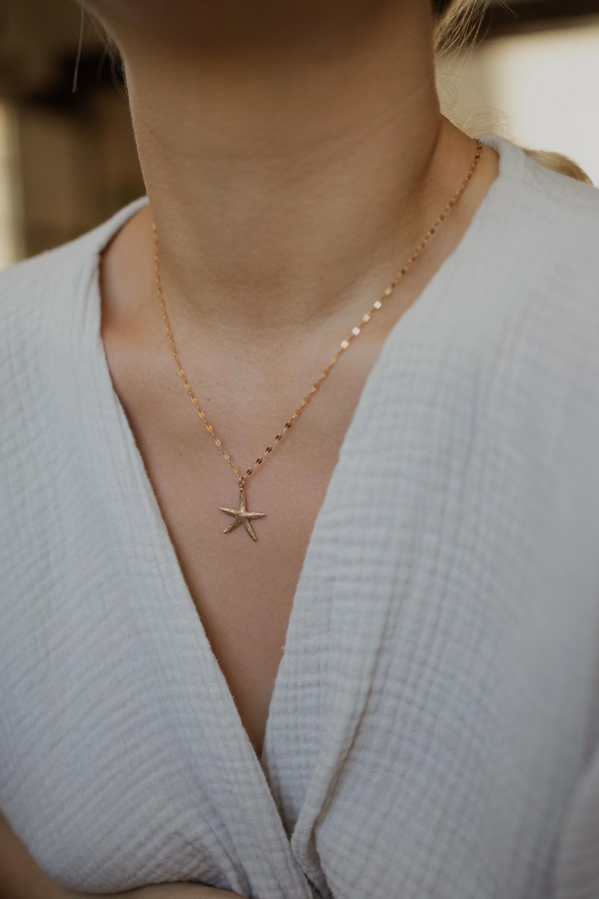 Funkelnde Kette mit Seestern Anhänger Gold • 14k Gold Filled • ODINE