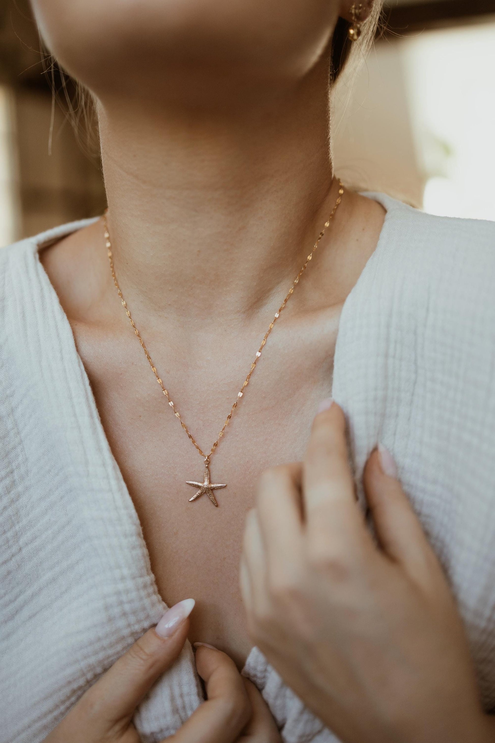 Funkelnde Kette mit Seestern Anhänger Gold • 14k Gold Filled • ODINE