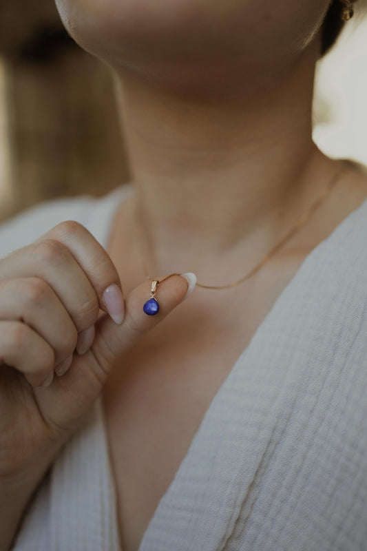 Natürliche Lapis Lazuli Kette Gold • Edelstein Halskette • 14k Gold Filled • LAZULI