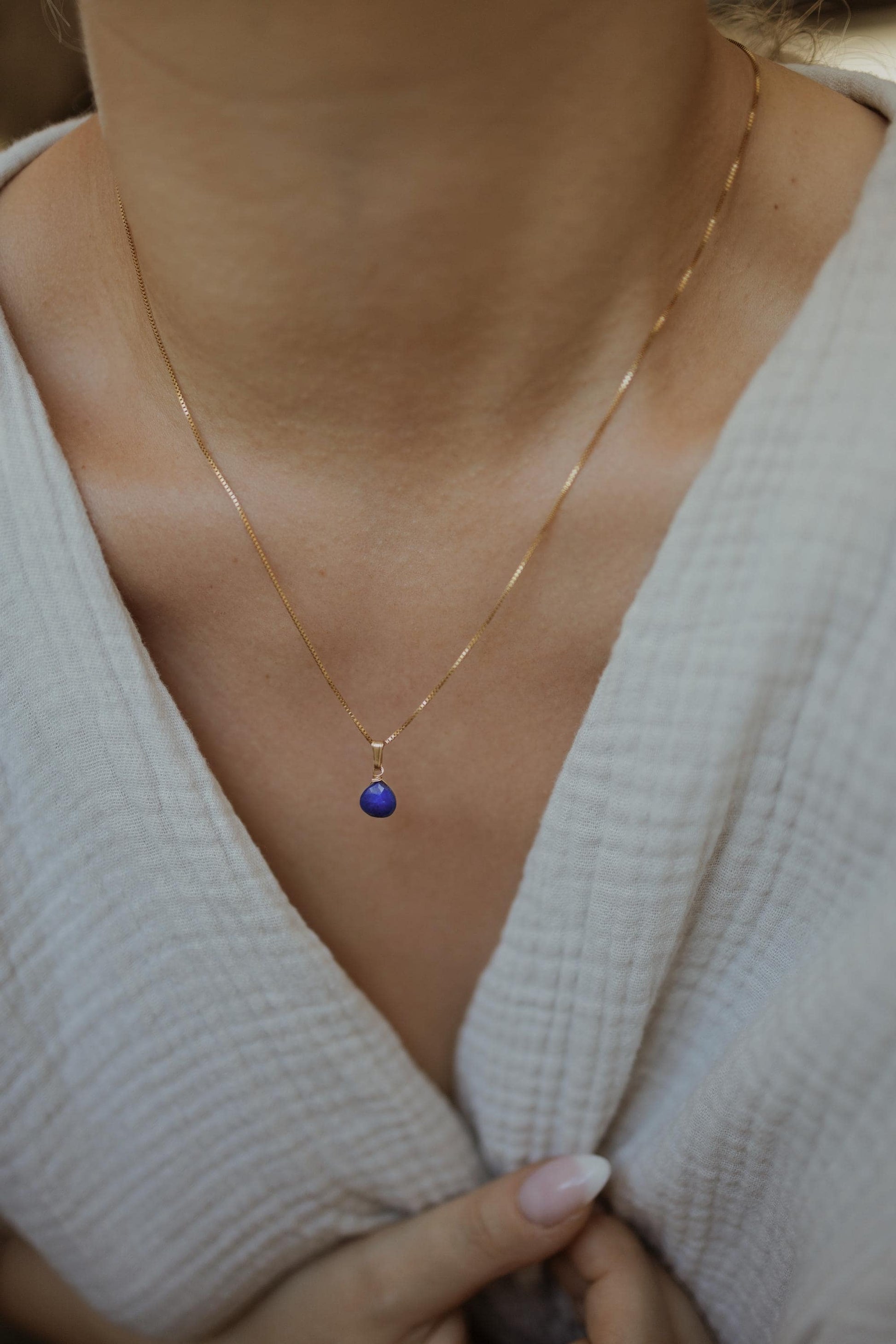 Natürliche Lapis Lazuli Kette Gold • Edelstein Halskette • 14k Gold Filled • LAZULI