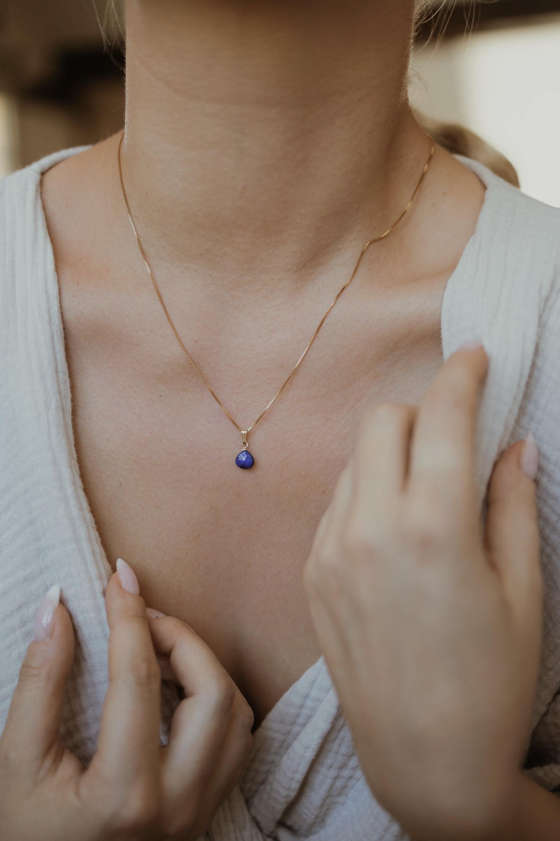Natürliche Lapis Lazuli Kette Gold • Edelstein Halskette • 14k Gold Filled • LAZULI