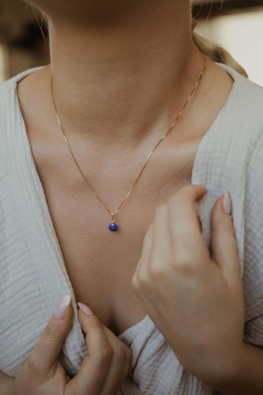 Natürliche Lapis Lazuli Kette Gold • Edelstein Halskette • 14k Gold Filled • LAZULI