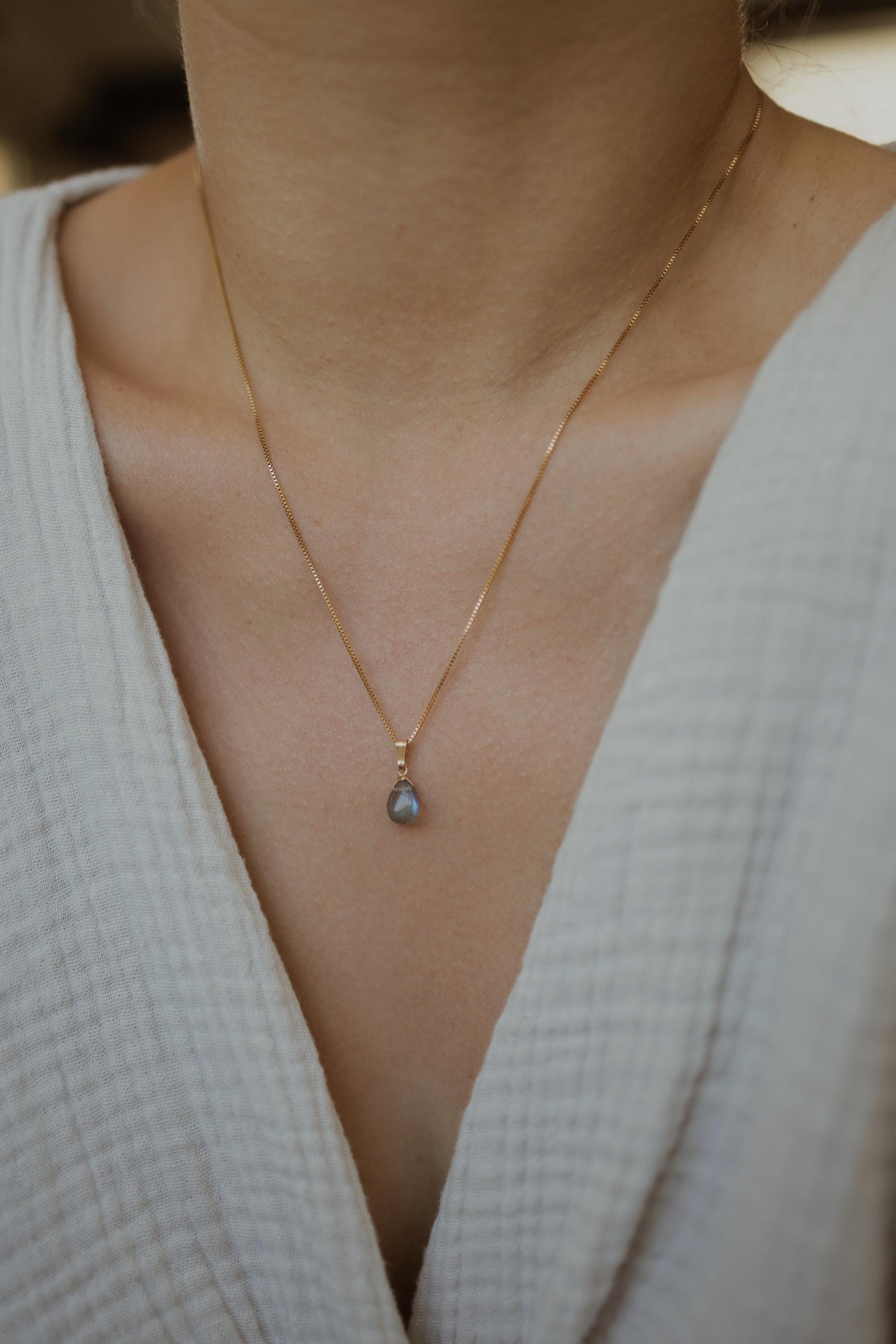 Natürliche Labradorit Kette Gold • Edelstein Halskette • 14k Gold Filled • LABRADORITE