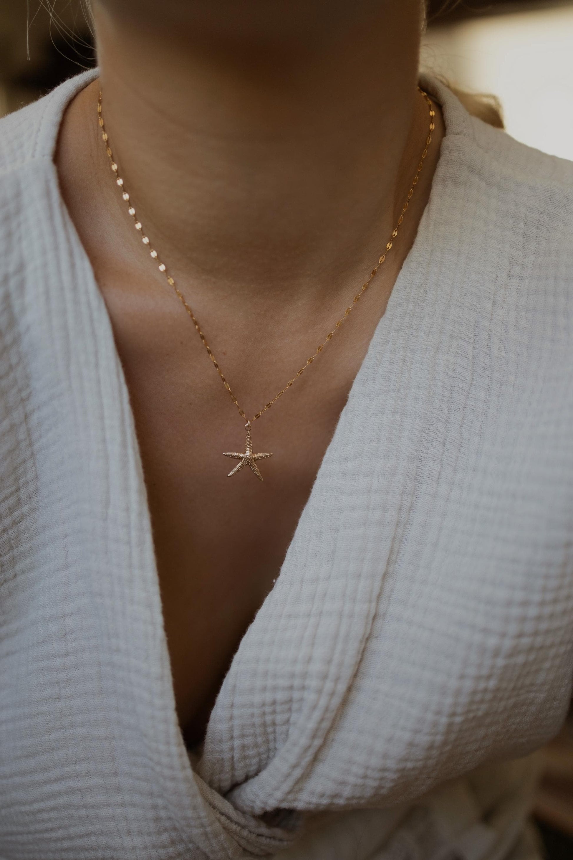 Funkelnde Kette mit Seestern Anhänger Gold • 14k Gold Filled • ODINE