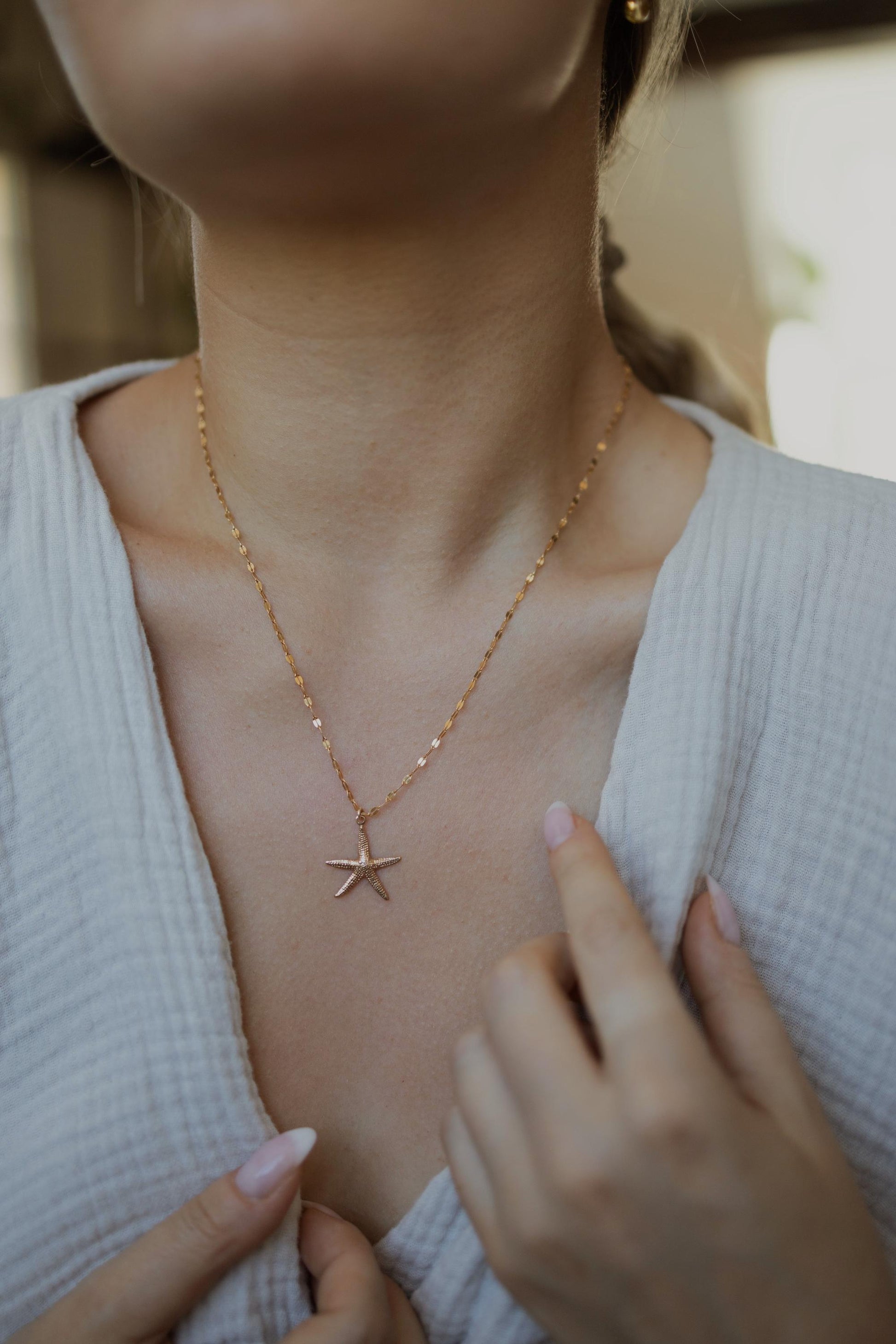 Funkelnde Kette mit Seestern Anhänger Gold • 14k Gold Filled • ODINE