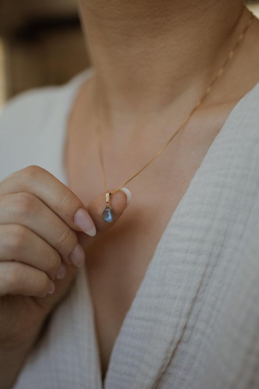 Natürliche Labradorit Kette Gold • Edelstein Halskette • 14k Gold Filled • LABRADORITE