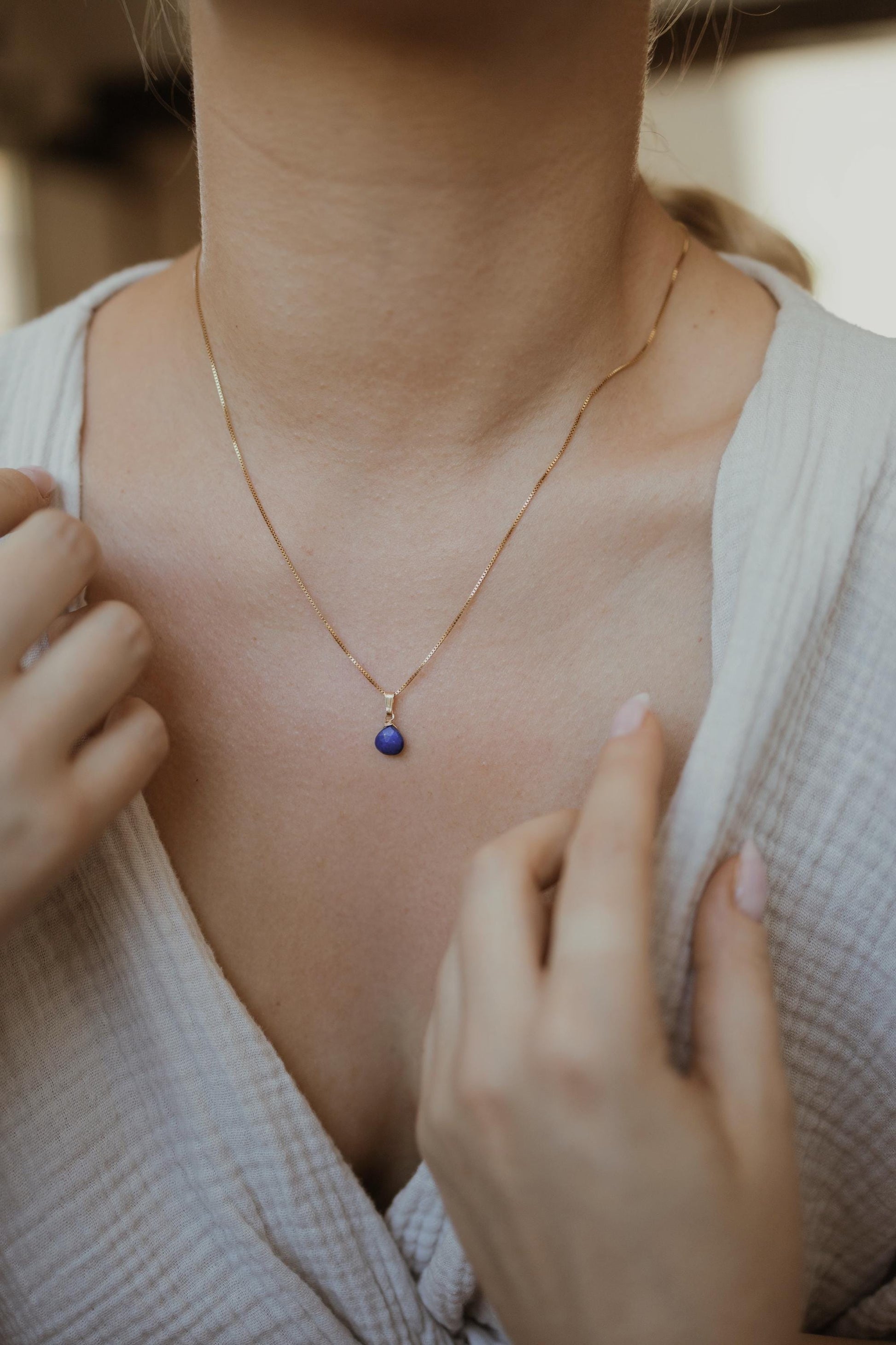 Natürliche Lapis Lazuli Kette Gold • Edelstein Halskette • 14k Gold Filled • LAZULI