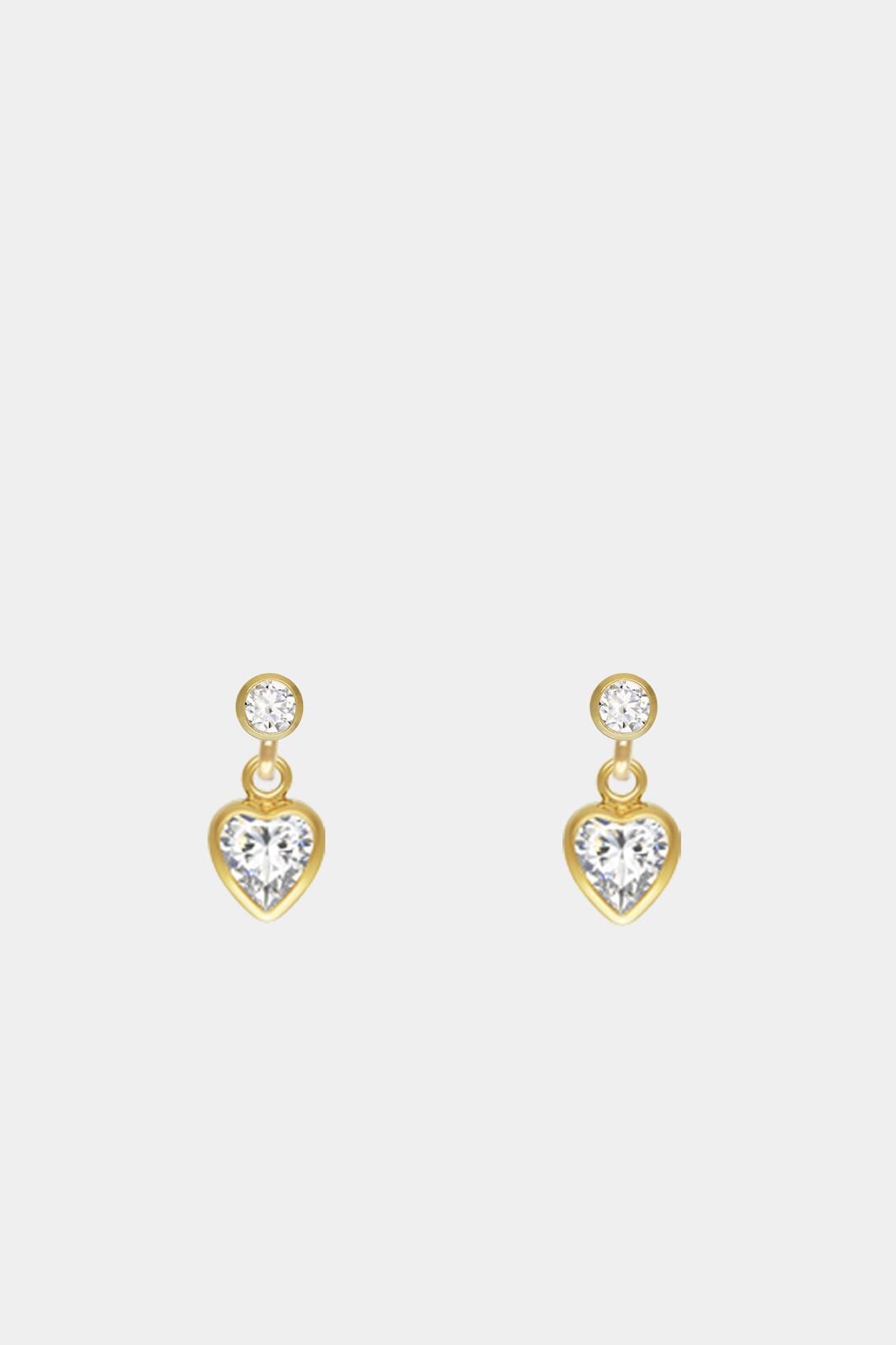 Minimalistische Diamant Herz Ohrringe Gold • CZ Ohrringe • 14K Gold Filled • SPARKLE HEART
