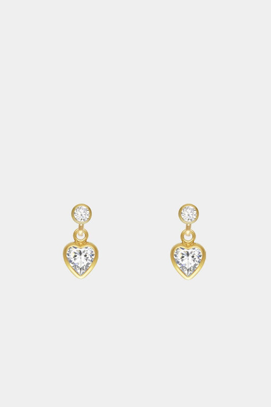 Minimalistische Diamant Herz Ohrringe Gold • CZ Ohrringe • 14K Gold Filled • SPARKLE HEART