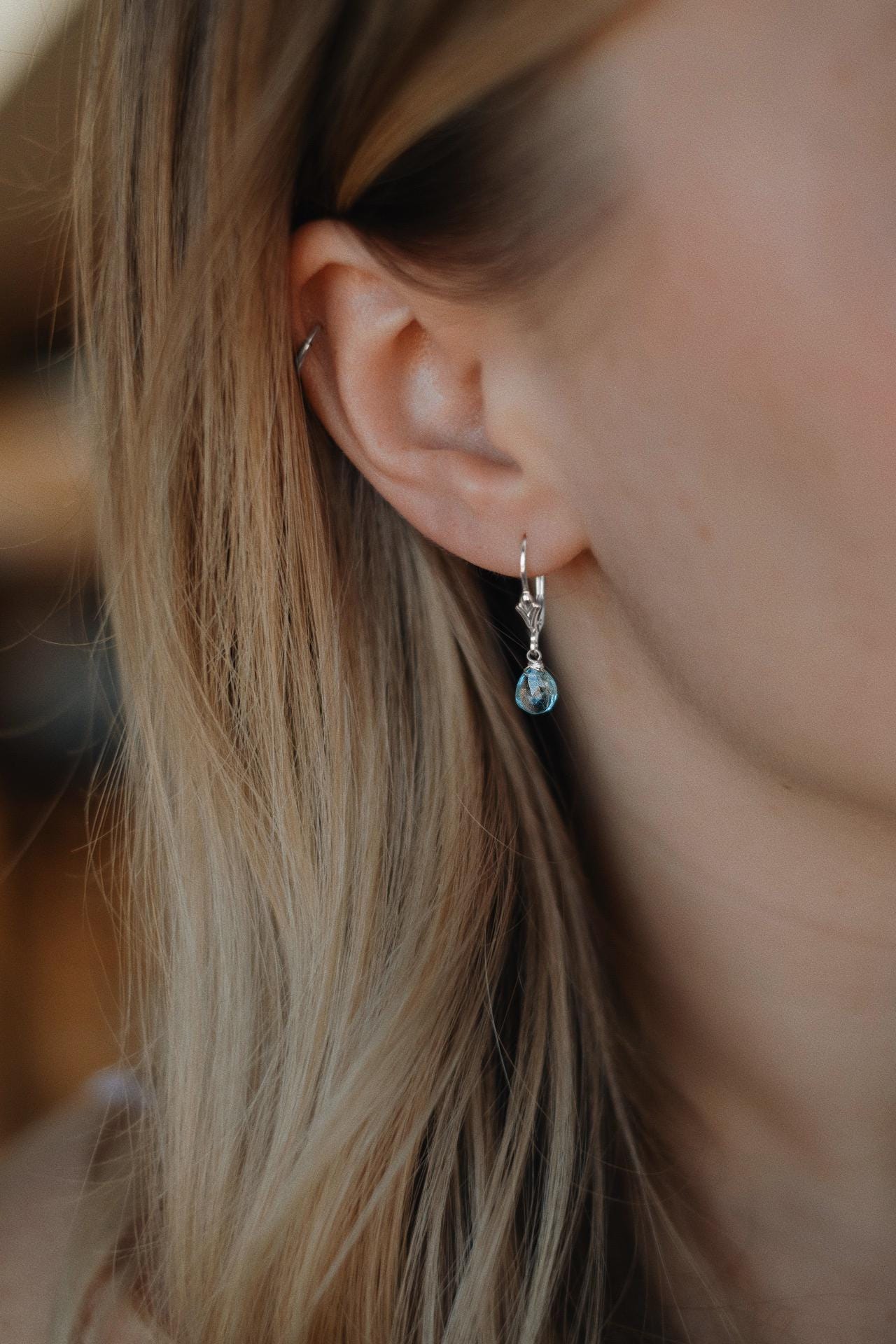 Natürliche Aquamarin Ohrringe 925 Silber • DELPHINE