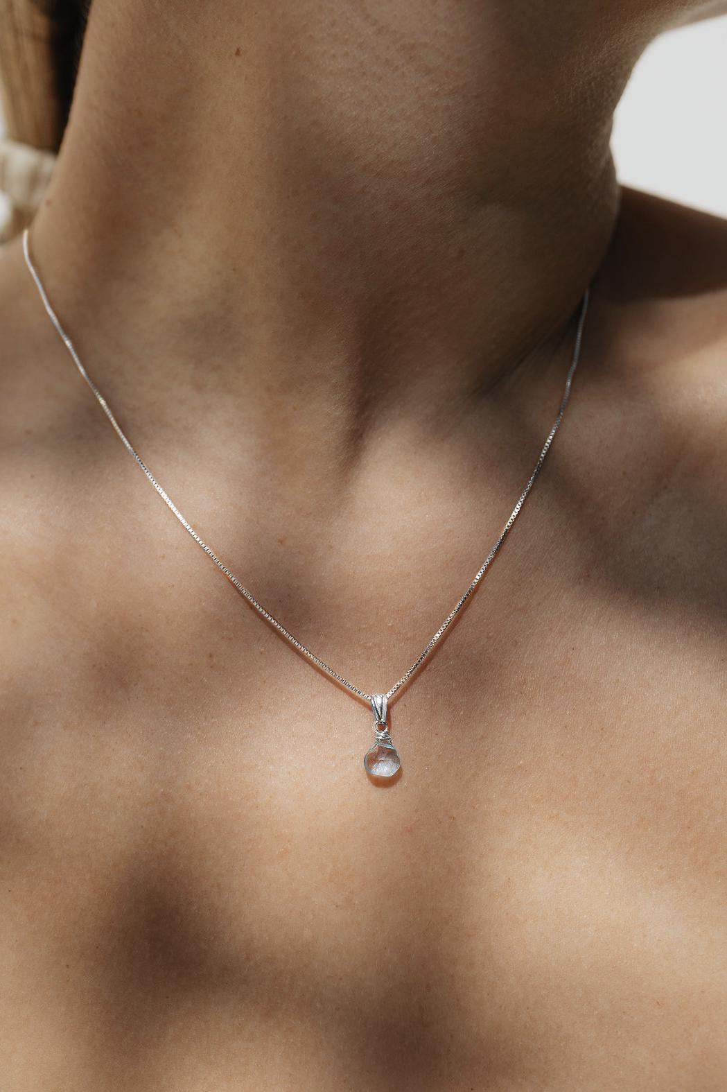 Natürliche Aquamarin Kette 925 Silber • Edelstein Halskette • DELPHINE