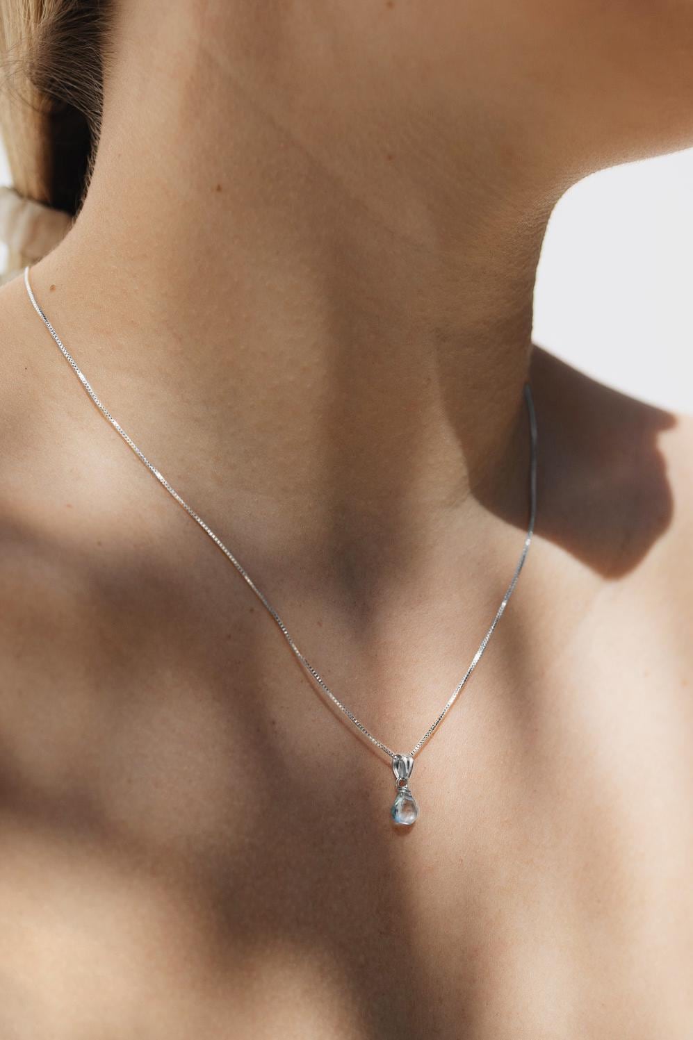 Natürliche Aquamarin Kette 925 Silber • Edelstein Halskette • DELPHINE