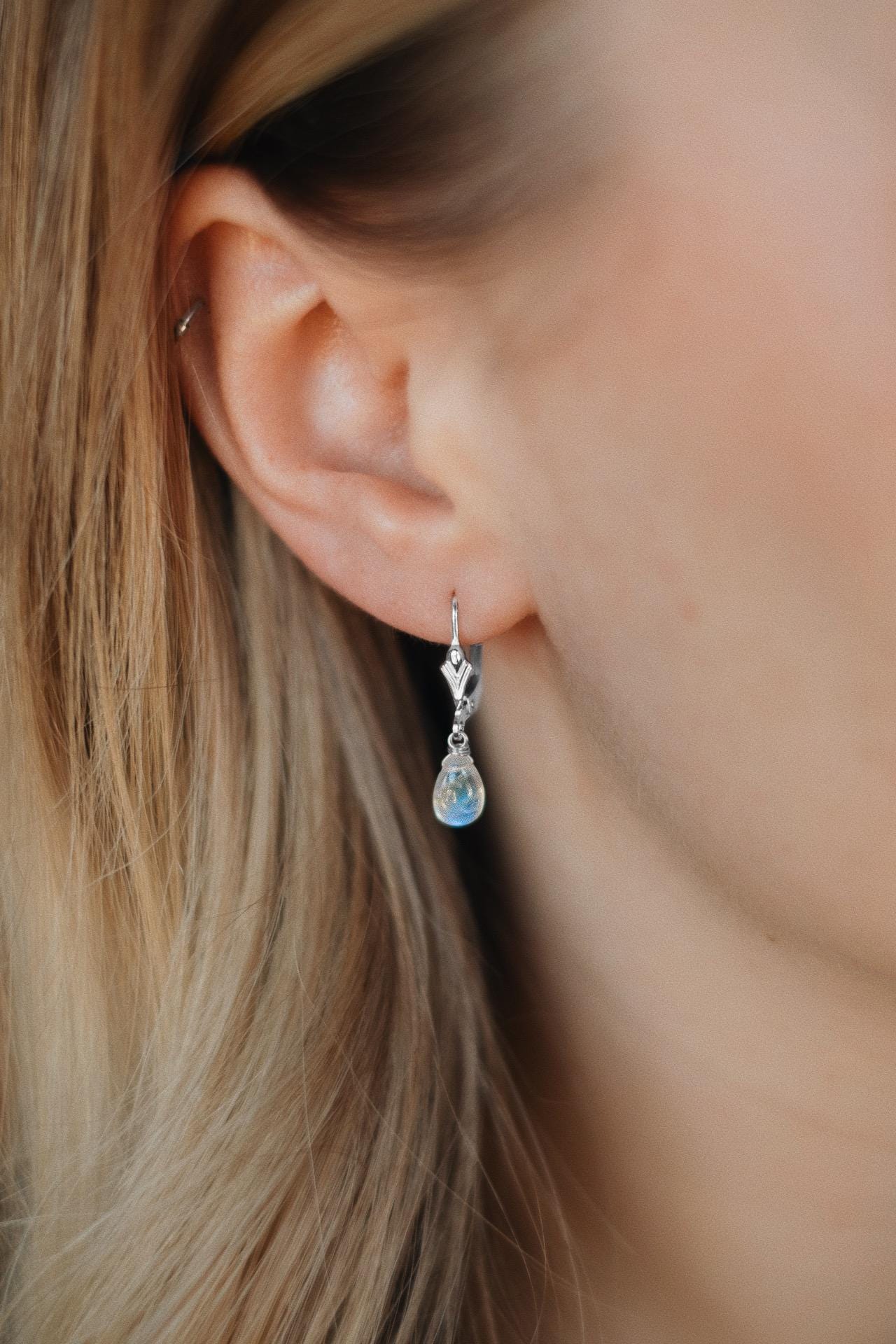 Mondstein Ohrringe Silber Tropfen Anhänger • 925 Silber • DAPHNE MOONSTONE