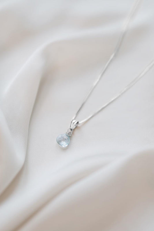 Natürliche Aquamarin Kette 925 Silber • Edelstein Halskette • DELPHINE