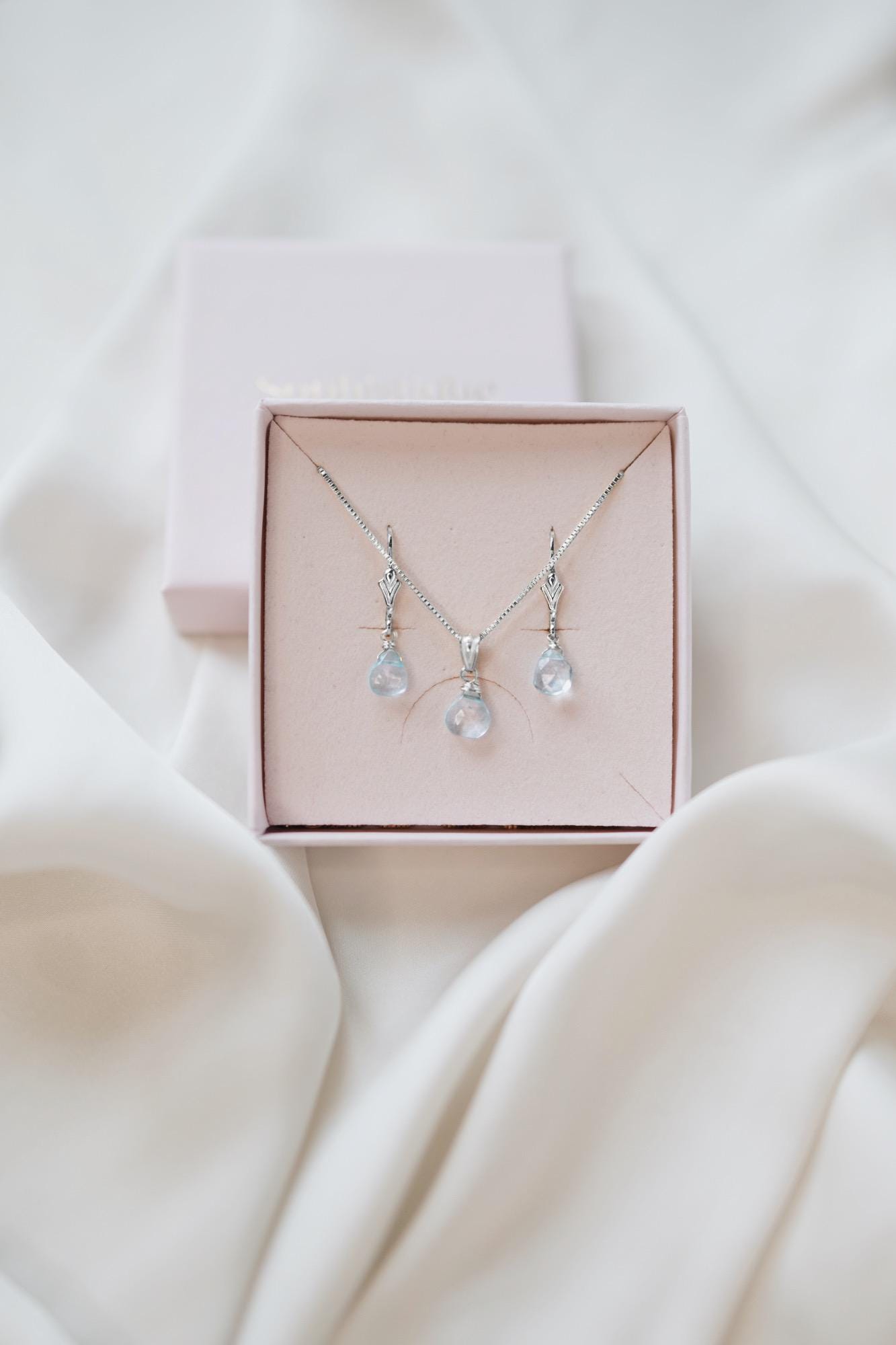 Natürliche Aquamarin Kette 925 Silber • Edelstein Halskette • DELPHINE