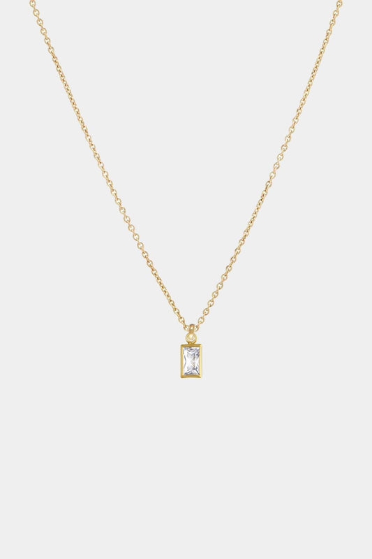 Feine Kette Gold mit Zirkonia Baguette Anhänger • 14k Gold Filled • AUDREY