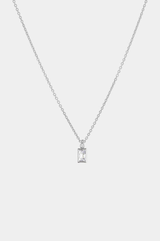 Feine Kette Silber mit Zirkonia Baguette Anhänger • 925 Silber • AUDREY