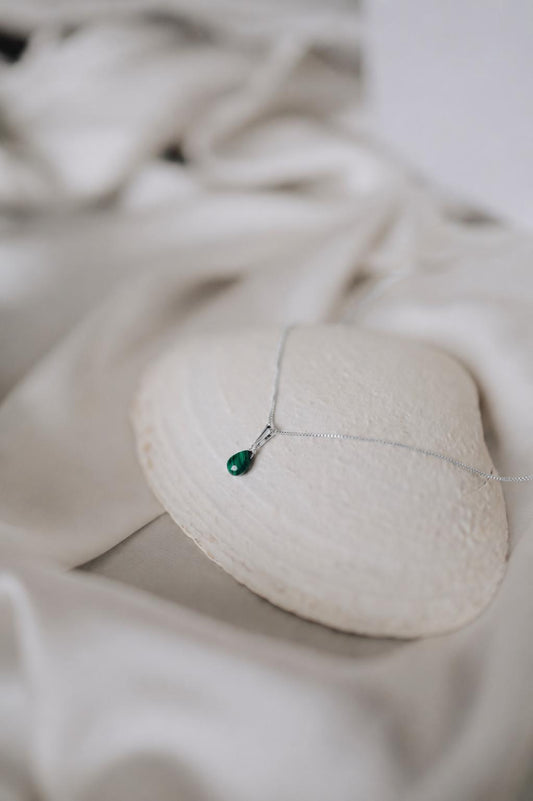 Natürliche Malachit Kette 925 Silber • Edelstein Halskette • MALACHITE