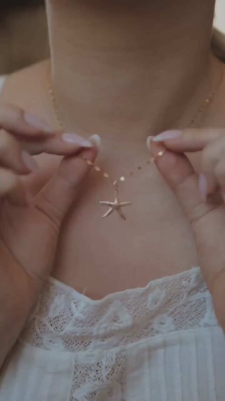 Funkelnde Kette mit Seestern Anhänger Gold • 14k Gold Filled • ODINE