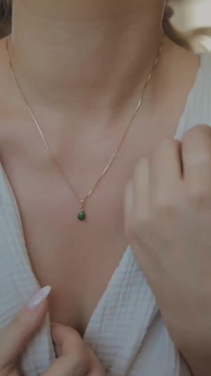 Natürliche Malachit Kette Gold • Edelstein Halskette • 14k Gold Filled • MALACHITE