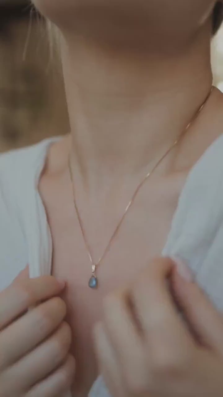 Natürliche Labradorit Kette Gold • Edelstein Halskette • 14k Gold Filled • LABRADORITE