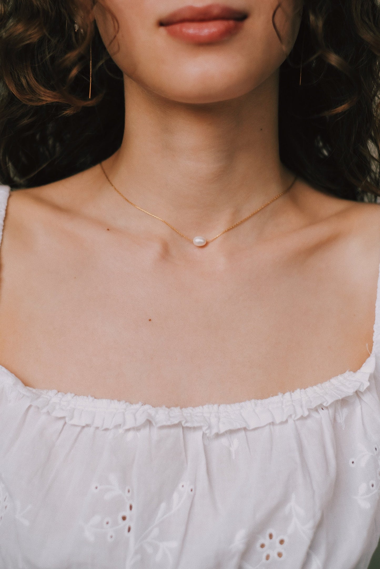 Sehr feine Halskette mit Süßwasserperle • filigrane Kette • dünne Kette • 14K Gold Filled • Minimalistisch