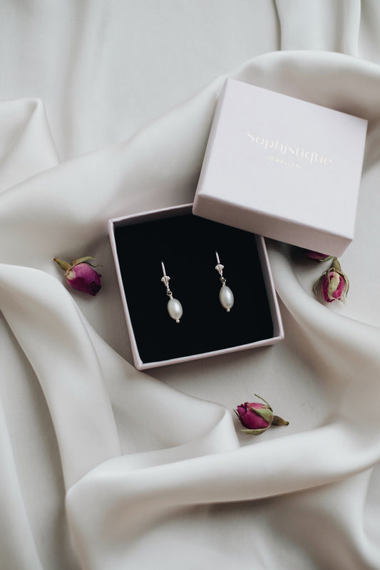 Perlen Ohrringe hängend • 925 Sterling Silber • Brisuren • Ohrhänger • Minimalistisch