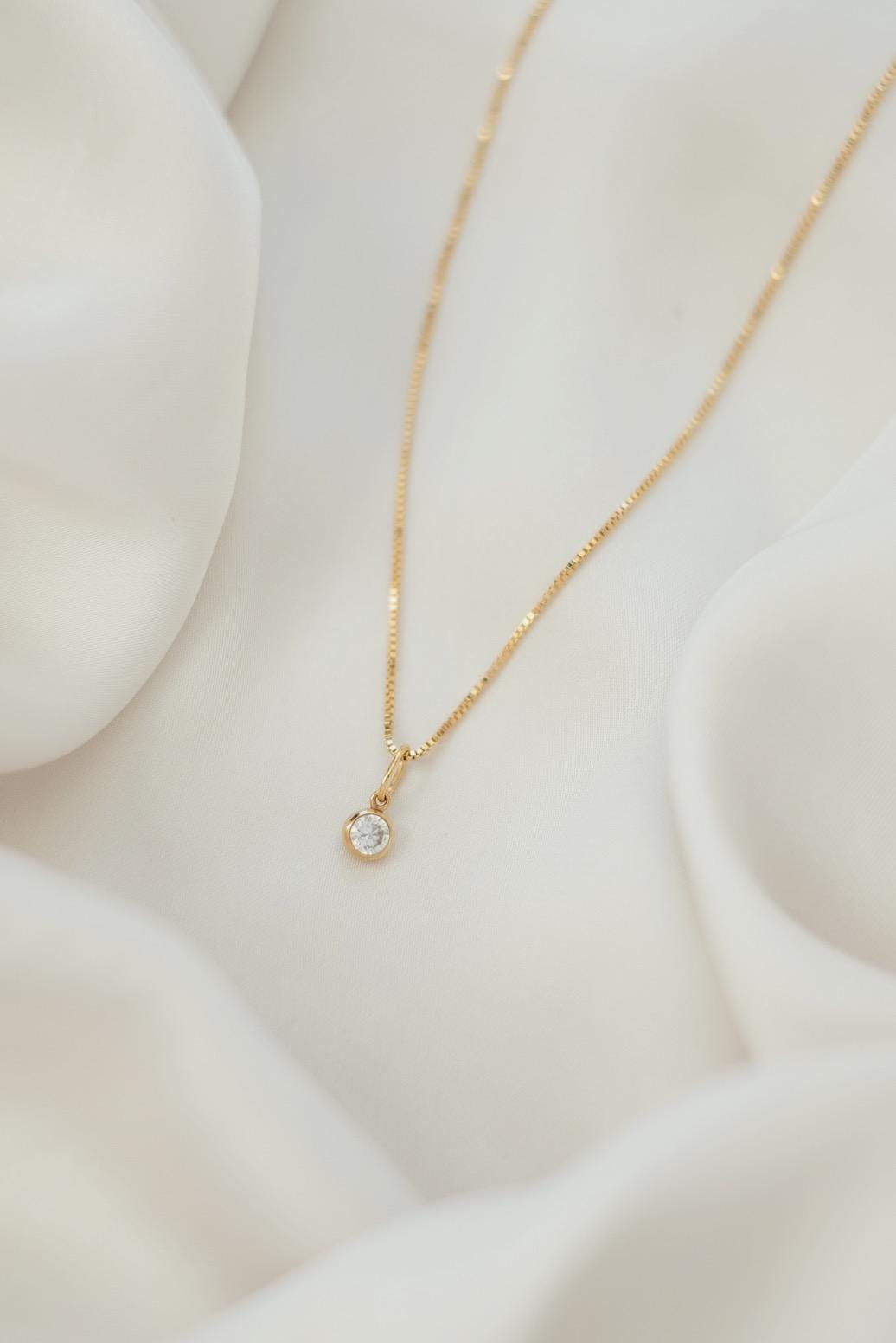 Feine Kette Gold mit Zirkonia Anhänger • 14k Gold Filled • SPARKLE