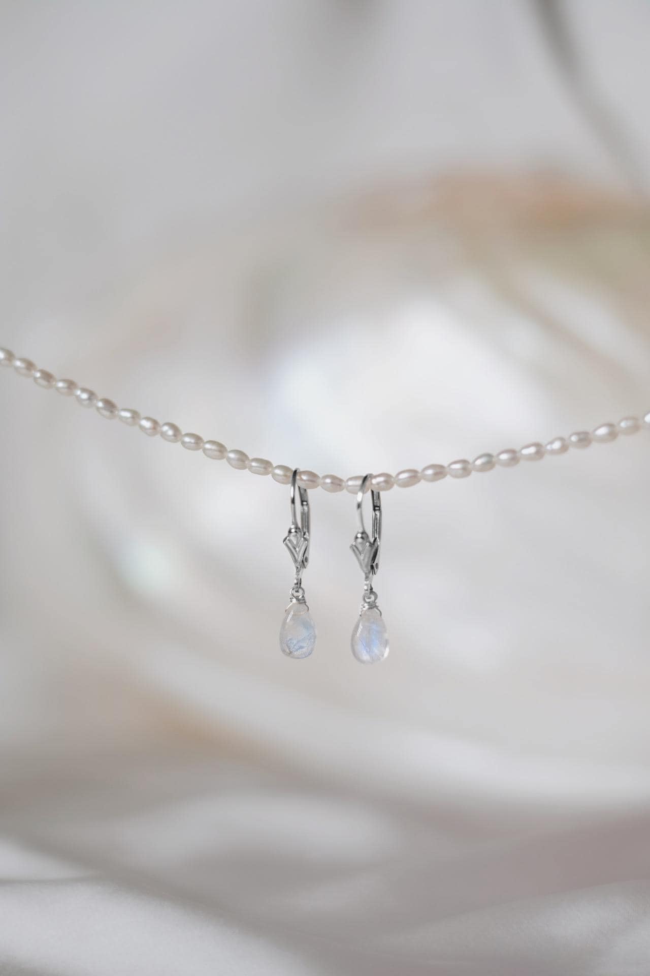 Mondstein Ohrringe Silber Tropfen Anhänger • 925 Silber • DAPHNE MOONSTONE