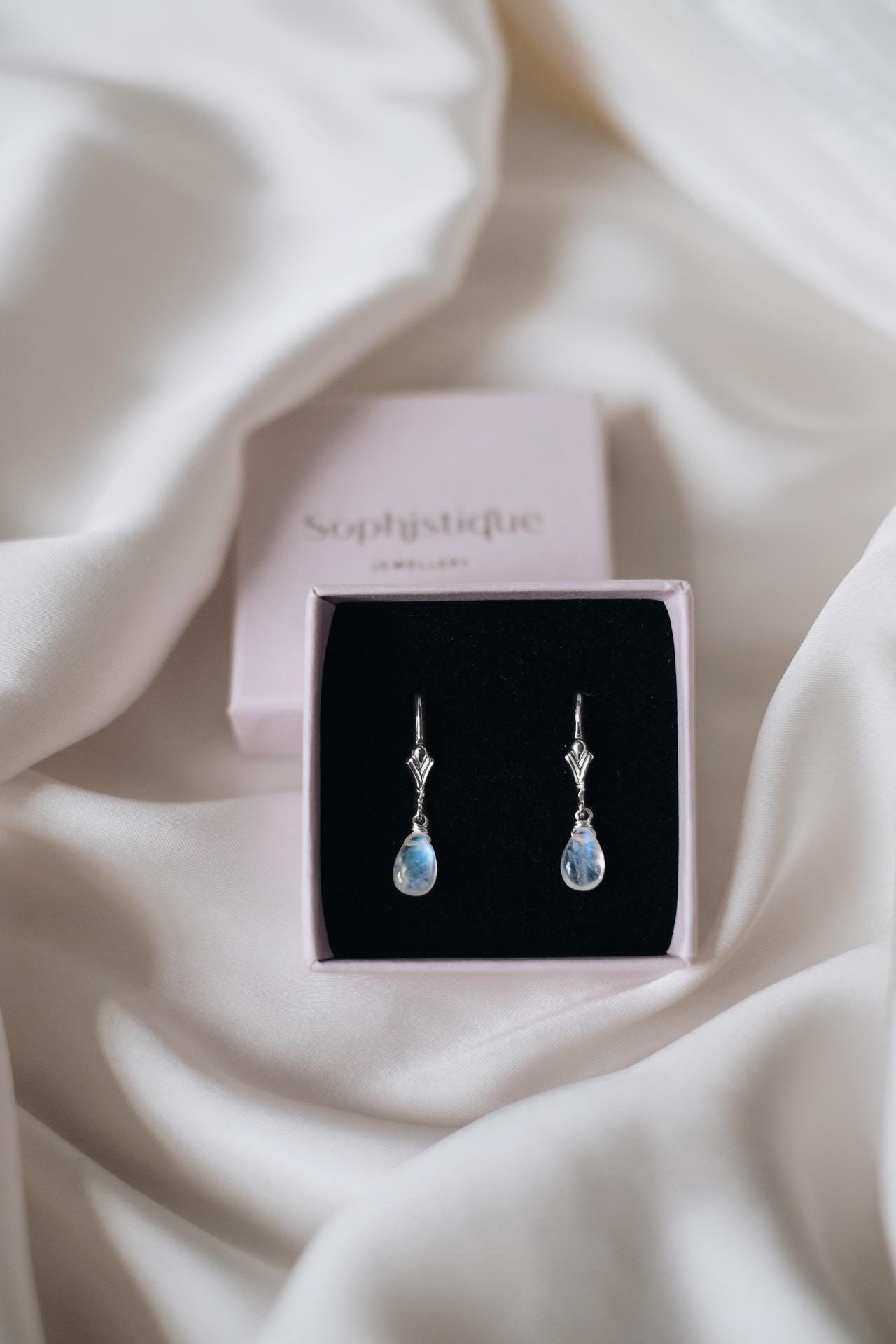 Mondstein Ohrringe Silber Tropfen Anhänger • 925 Silber • DAPHNE MOONSTONE