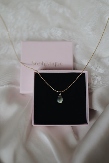 Natürlicher Labradorit Halskette 18k Gold Vermeil • LABRADORITE