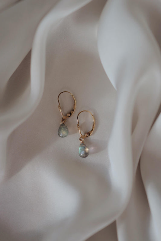 Labradorit Ohrringe Gold Tropfen Anhänger • 14k Gold Filled • LABRADORITE