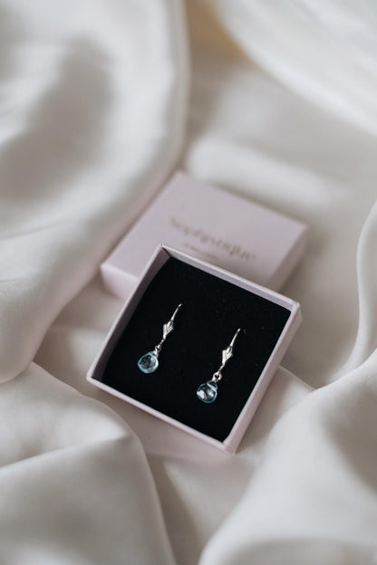 Natürliche Aquamarin Ohrringe 925 Silber • DELPHINE