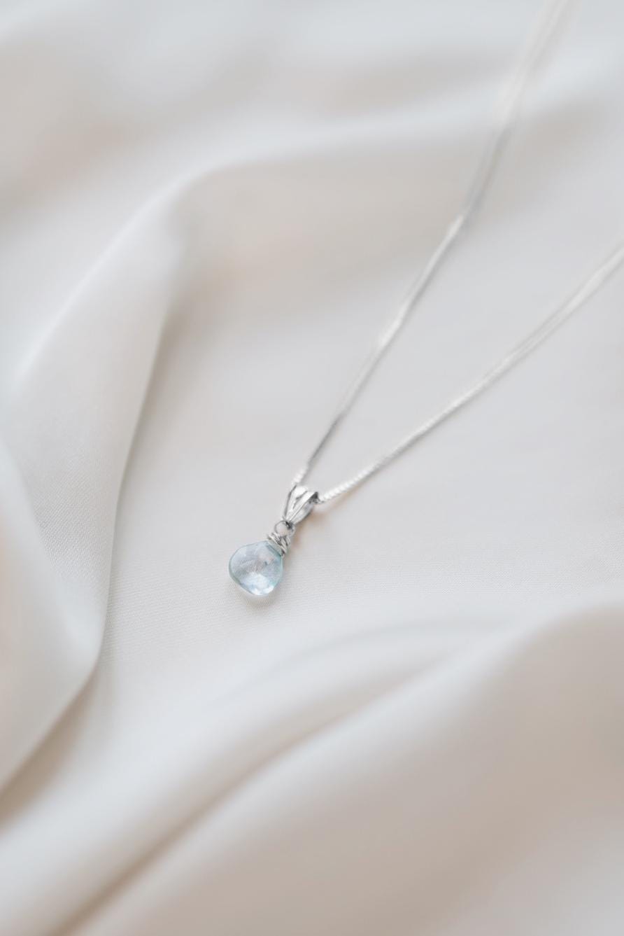 Natürliche Aquamarin Kette 925 Silber • Edelstein Halskette • DELPHINE