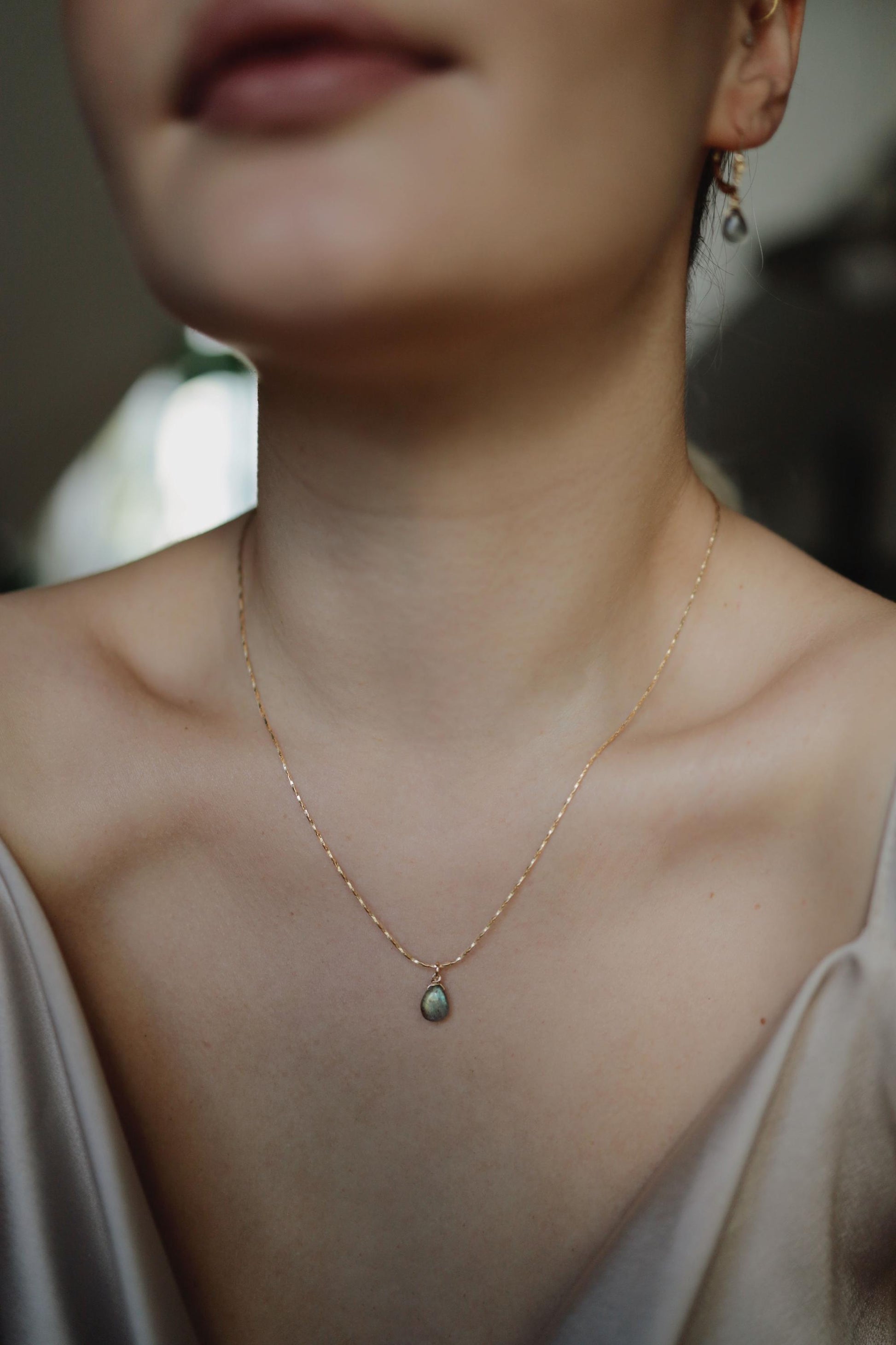 Natürlicher Labradorit Halskette 18k Gold Vermeil • LABRADORITE