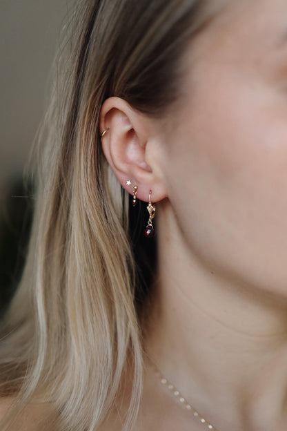 Granat Ohrringe Gold Tropfen Anhänger • 14k Gold Filled • GARNET