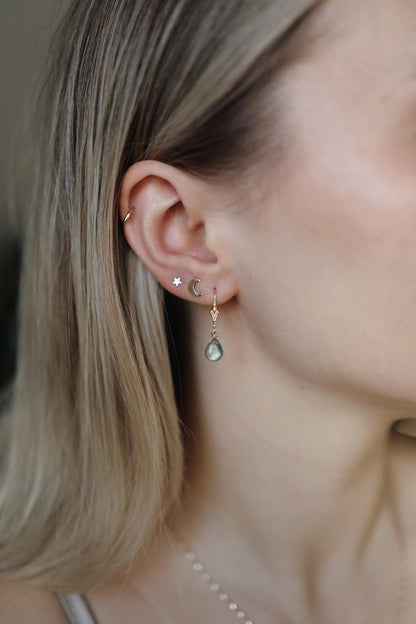 Labradorit Ohrringe Gold Tropfen Anhänger • 14k Gold Filled • LABRADORITE