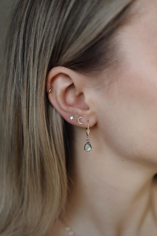 Labradorit Ohrringe Gold Tropfen Anhänger • 14k Gold Filled • LABRADORITE