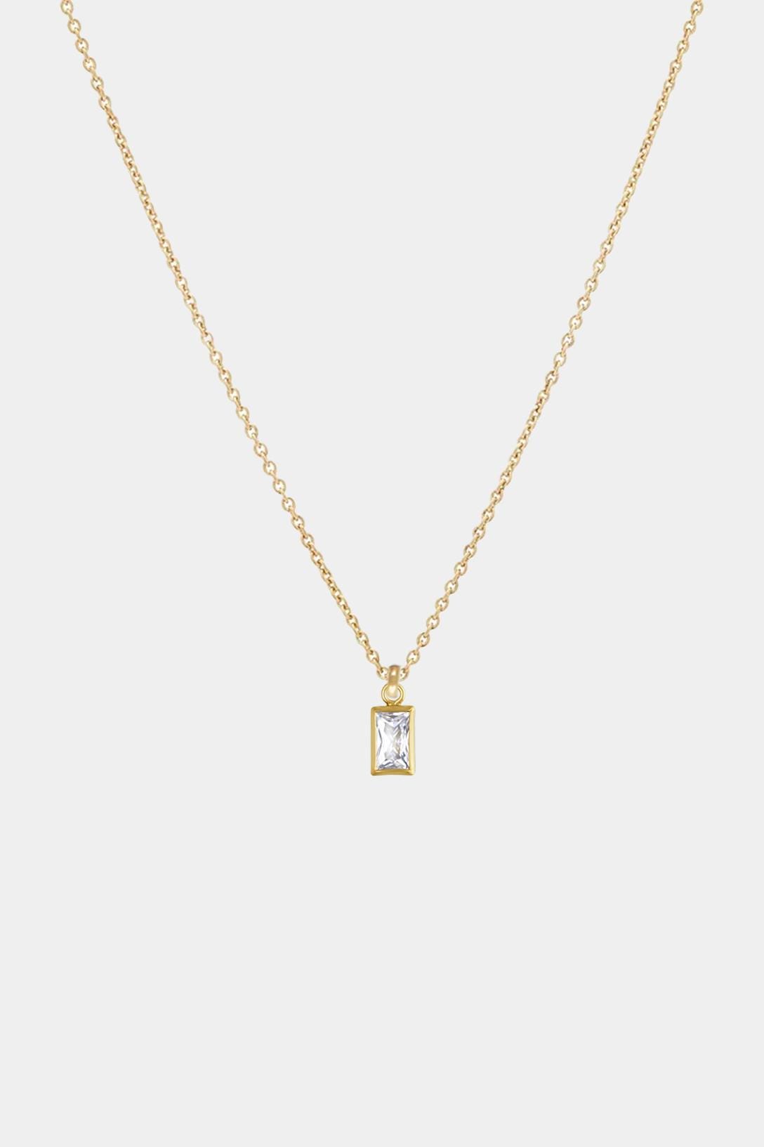 Feine Kette Gold mit Zirkonia Baguette Anhänger • 14k Gold Filled • AUDREY
