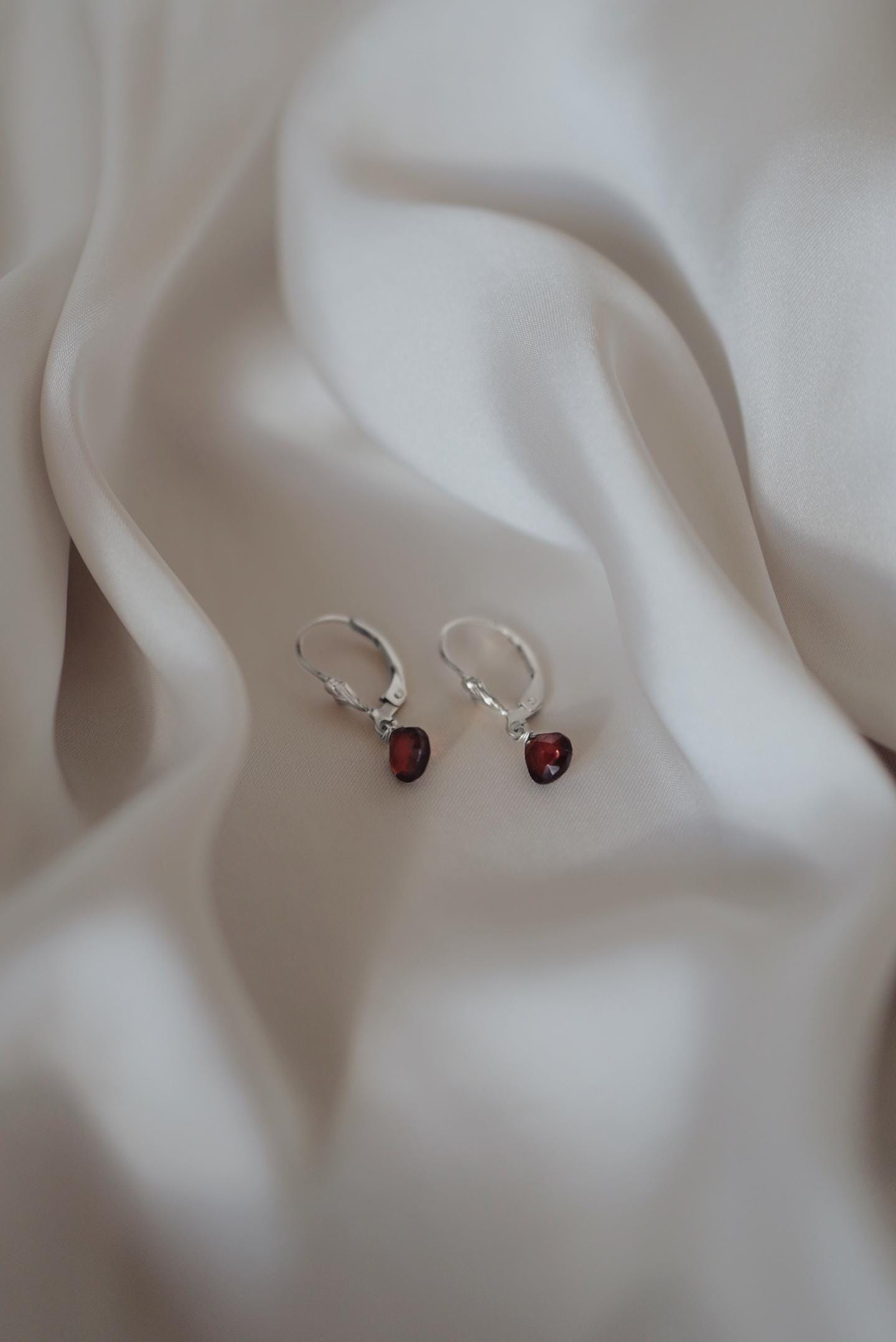 Granat Ohrringe Silber Tropfen Anhänger • 925 Silber • GARNET