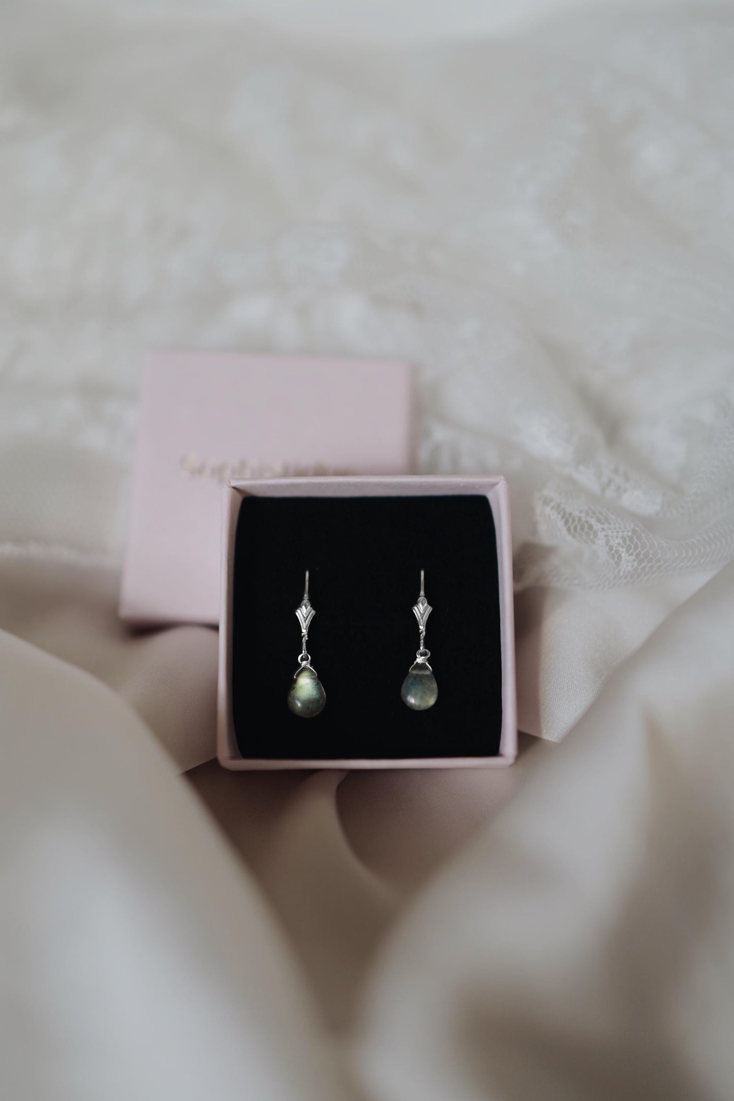 Labradorit Ohrringe Silber Tropfen Anhänger • 925 Silber • LABRADORITE