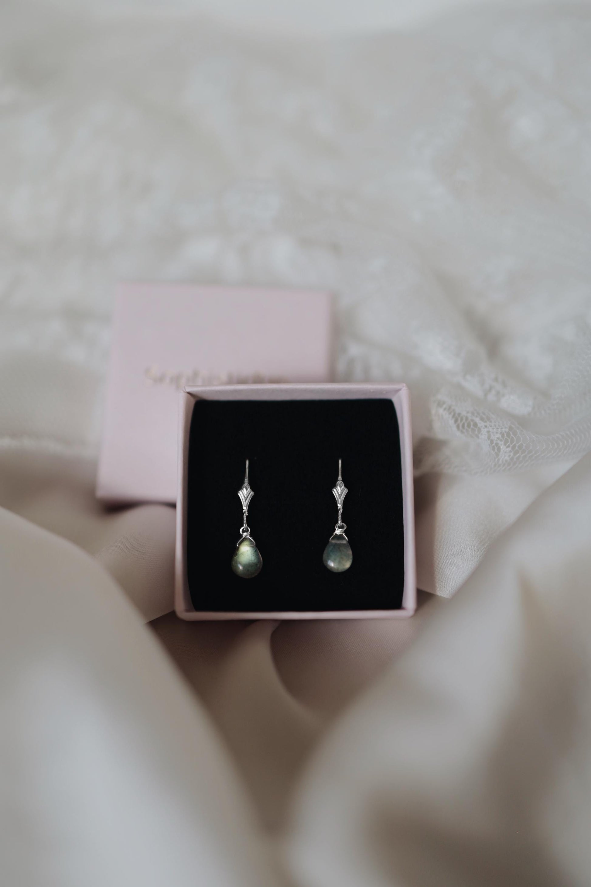 Labradorit Ohrringe Silber Tropfen Anhänger • 925 Silber • LABRADORITE