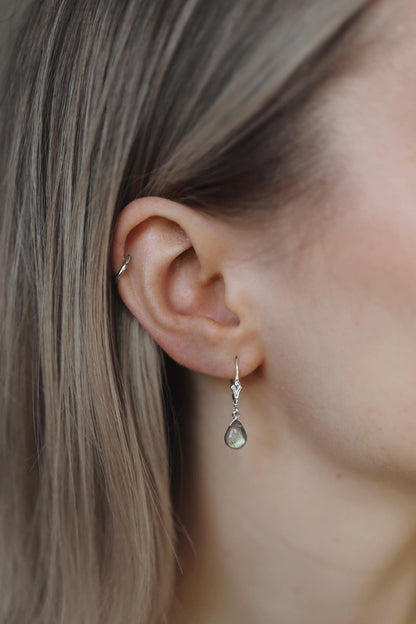Labradorit Ohrringe Silber Tropfen Anhänger • 925 Silber • LABRADORITE