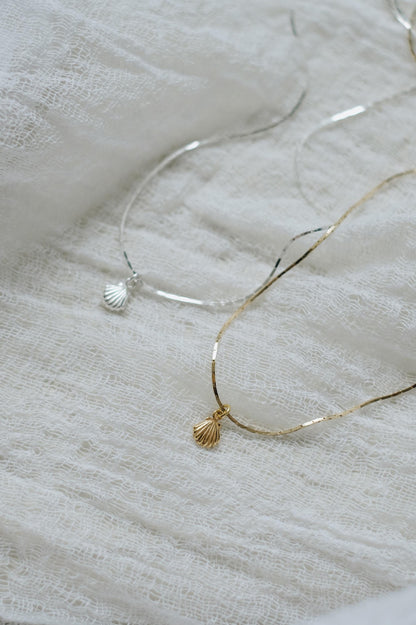 Feine Kette Silber mit Muschel Anhänger • 925 Silber • SHELL
