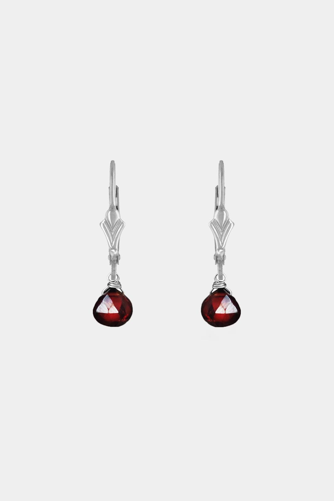 Granat Ohrringe Silber Tropfen Anhänger • 925 Silber • GARNET