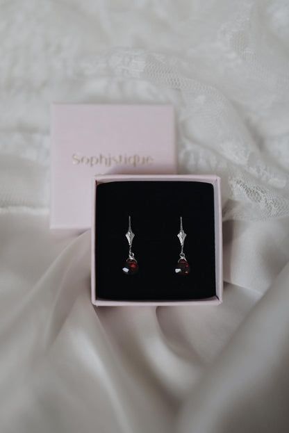 Granat Ohrringe Silber Tropfen Anhänger • 925 Silber • GARNET