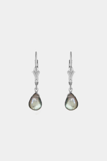 Labradorit Ohrringe Silber Tropfen Anhänger • 925 Silber • LABRADORITE