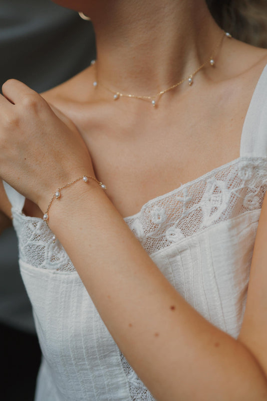 Zierliches Süßwasserperlen Armband • 18K Gold Vermeil • SERENA